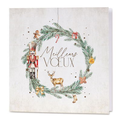 Carte de joyeux Noël entreprise et couronne festive (844.182)
