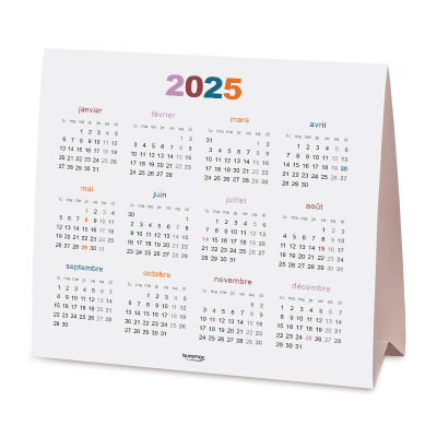 Carte de vœux société 2025 avec calendrier en chevalet (844.185)