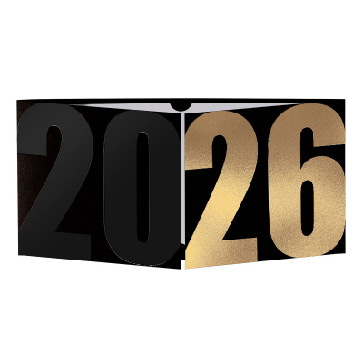 Carte de fin d'année 2026 société double volets et dorure (845.008)