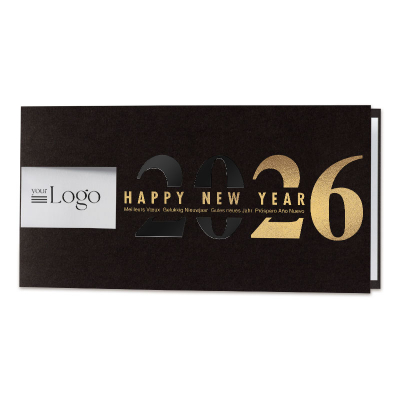 Carte de vœux société papier noir, dorure et découpe (845.022) Carte de vœux société papier noir, dorure et découpe (845.022)