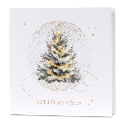 Carte de fin d'année entreprise sapin et détails dorés (845.110) Carte de fin d'année entreprise sapin et détails dorés (845.110)