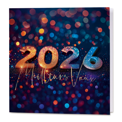 Carte de vœux professionnelle 2026 reflets colorés (845.116)