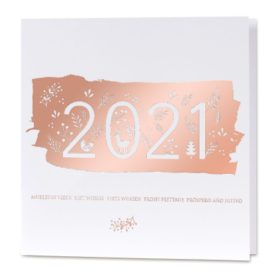 Carte de vœux entreprise 2021 en rose gold (860.119)