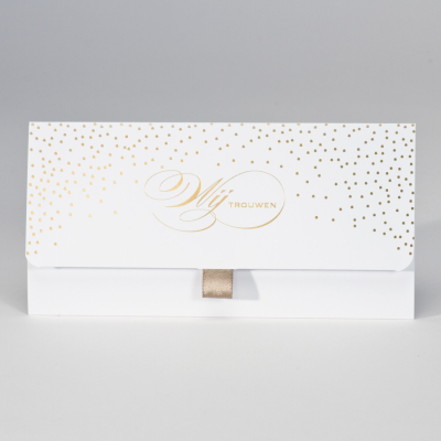 Witte clutch met confetti in goudfolie Wij trouwen (108.076)