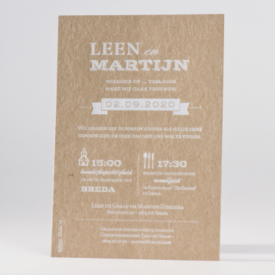 Luxe letterpresskaart bruin Eco 630 gr (133.033)