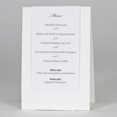 Menu staander wit luxepapier met goudfolie (208.910)