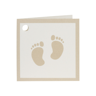 Dubbel naamkaartje bruine voetjes en bruine rand (538.034)