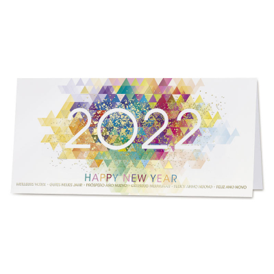 Kleurrijke nieuwjaarskaart 2022 met goudfolie  (841.037)