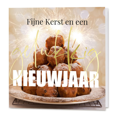 Zakelijke kerstkaart feestelijke oliebollen met vuurwerk (841.182)