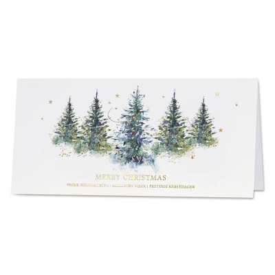 Aquarel kerstbomen met goudfolie  (842.032)