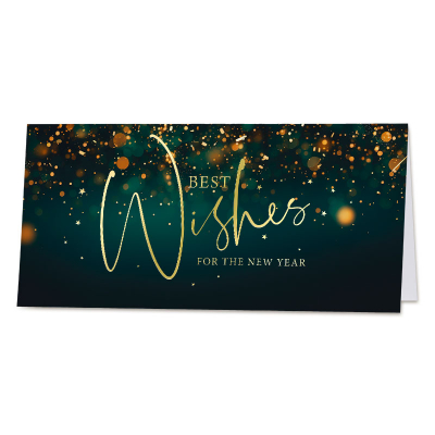 Feestelijke zakelijke nieuwjaarskaart met Best Wishes in goudfolie (844.028)