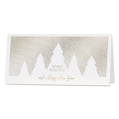 Elegante kerstkaart met gouden bomenpatroon (844.090)