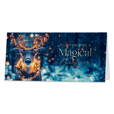 Sfeervolle kerstkaart met rendier en goudfolie (845.012)