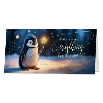 Nieuwjaarskaart met een schattige pinguïn en goudfolie (845.015)
