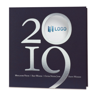 Vierkante nieuwjaarskaart 2019 met uitkap voor logo (848.117)