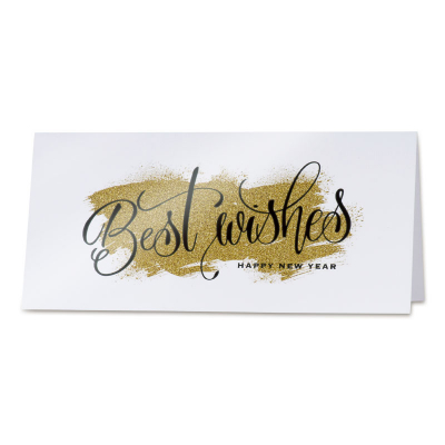 Witte kerstkaart 'Best Wishes' op glitterachtergrond (849.008)