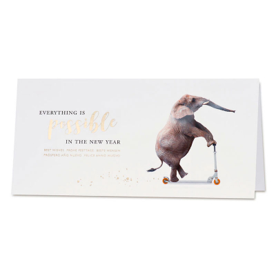 Amusante nieuwjaarskaart met olifant op step (867.006)